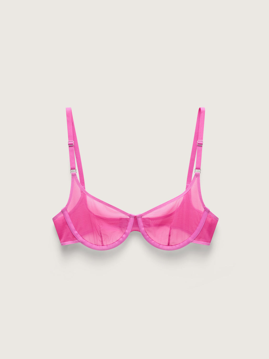 Fine Mesh Underwire Scoop Bra, Hot Pink