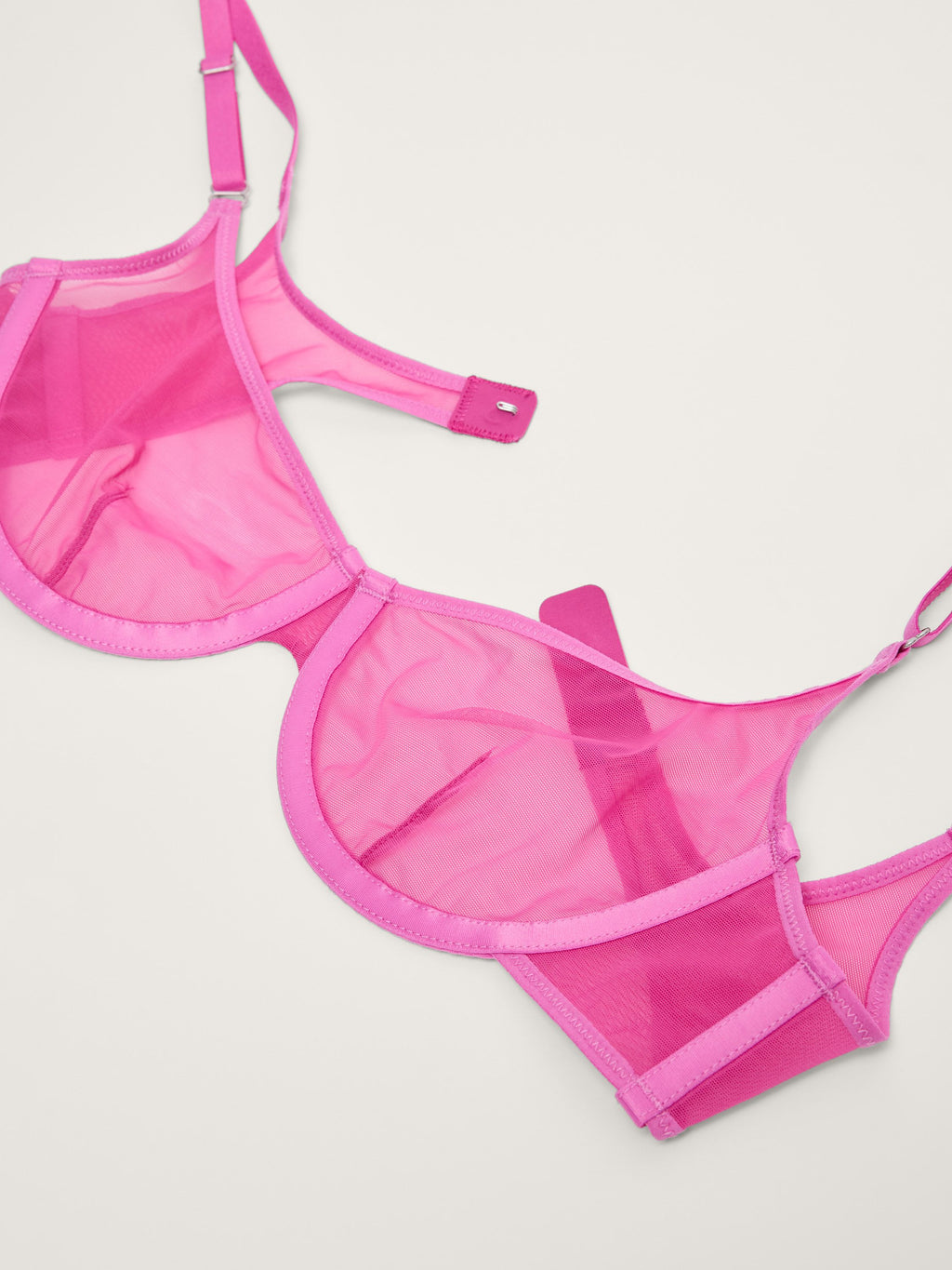 Fine Mesh Underwire Scoop Bra, Hot Pink