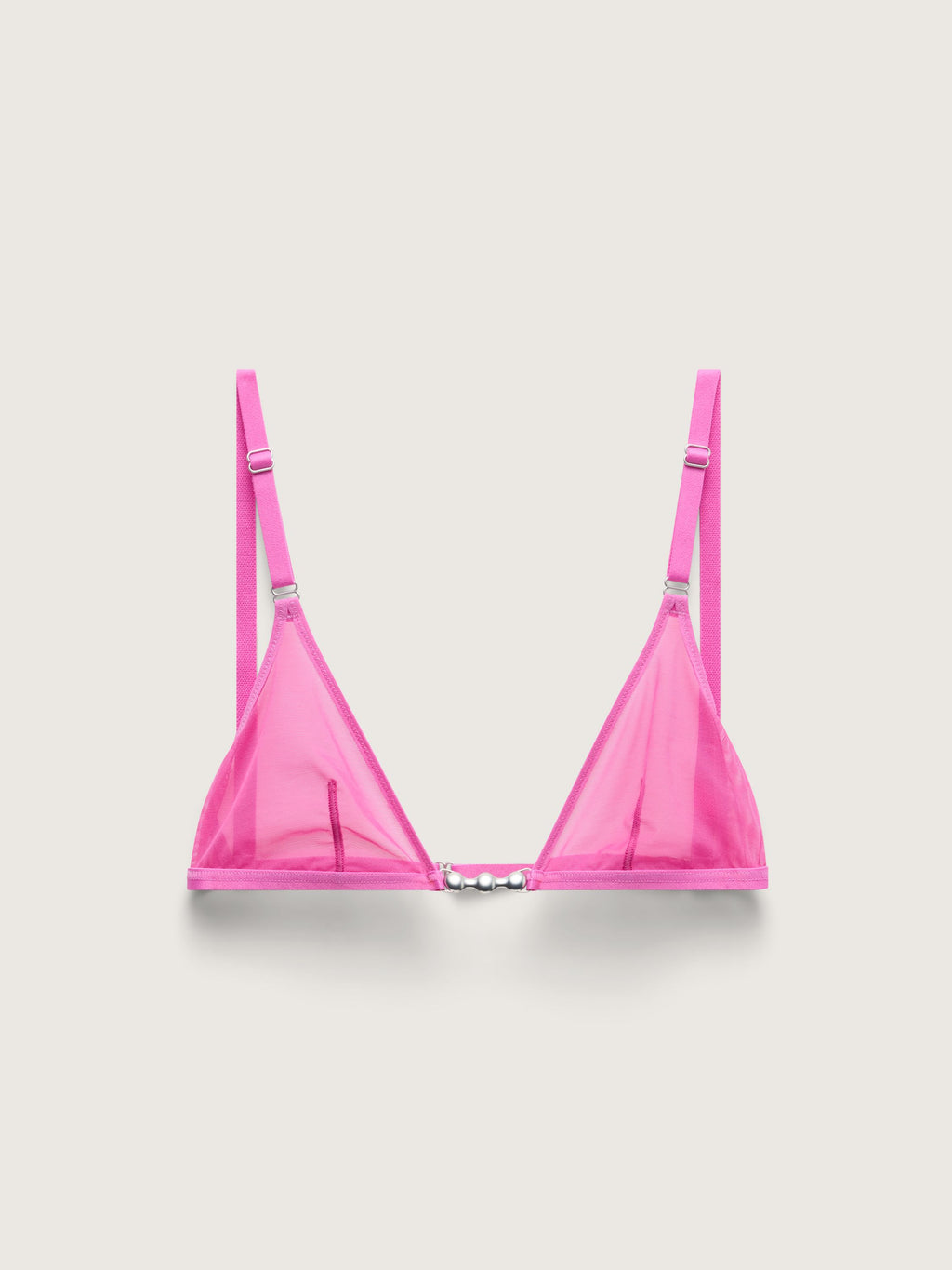 Fine Mesh Hardware Triangle Bralette, Hot Pink