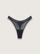 Fine Mesh Dipped Thong, Black