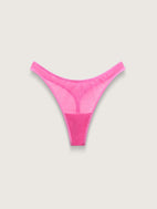 Fine Mesh Dipped Thong, Hot Pink