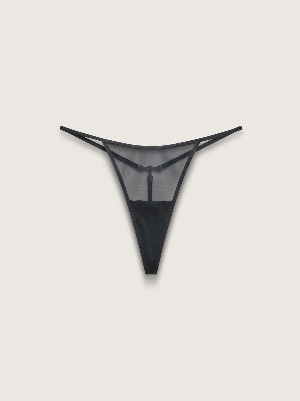 Fine Mesh Hardware String Thong, Black