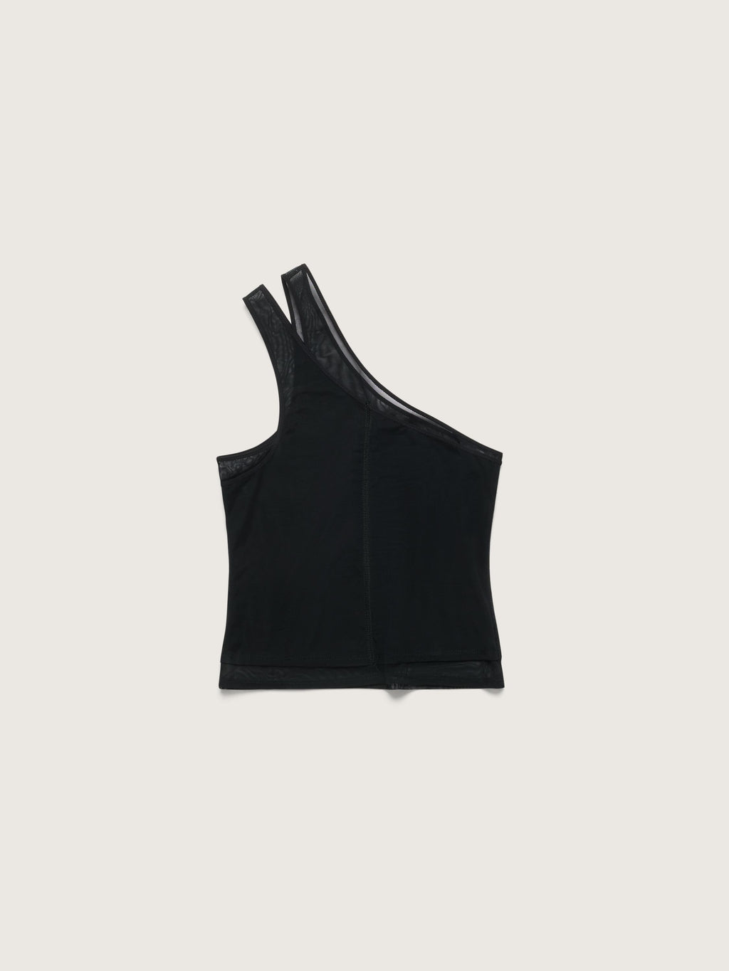 Fine Mesh Double Shoulder Top, Black